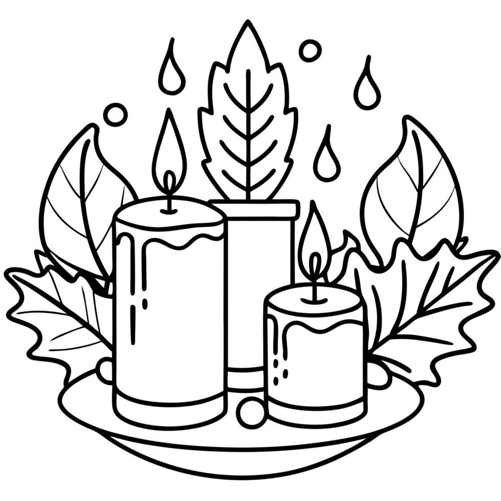 Autumn cozy background with candles. Illustration AI . vector