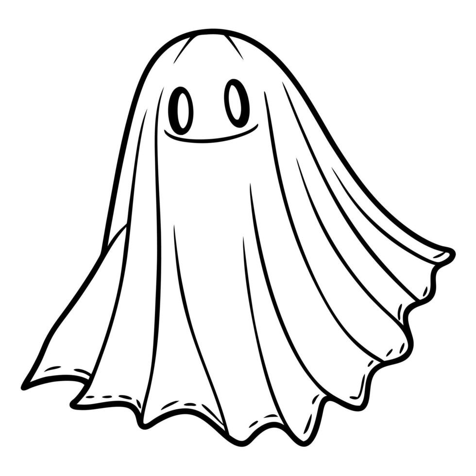Scary spooky white floating bedsheet ghost - Halloween graphic element theme vector