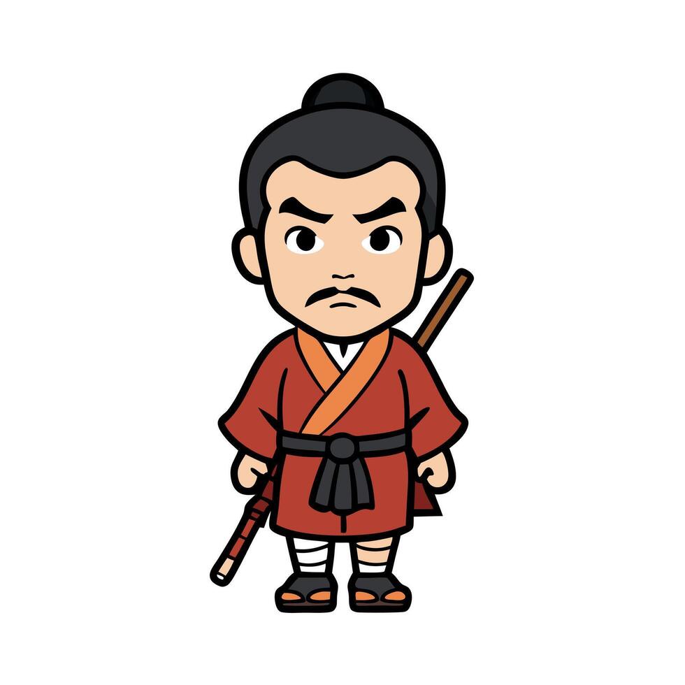 Ancient oil painting Miyamoto Musashi Japanese war vector