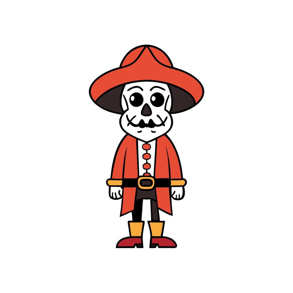 Illustration of a pirate dressed for Mexican Day of the Dead. vector