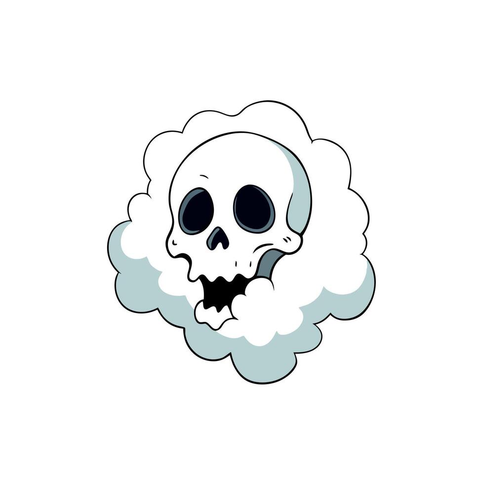 Mystical Skull Enveloped in Ethereal Smoke vector