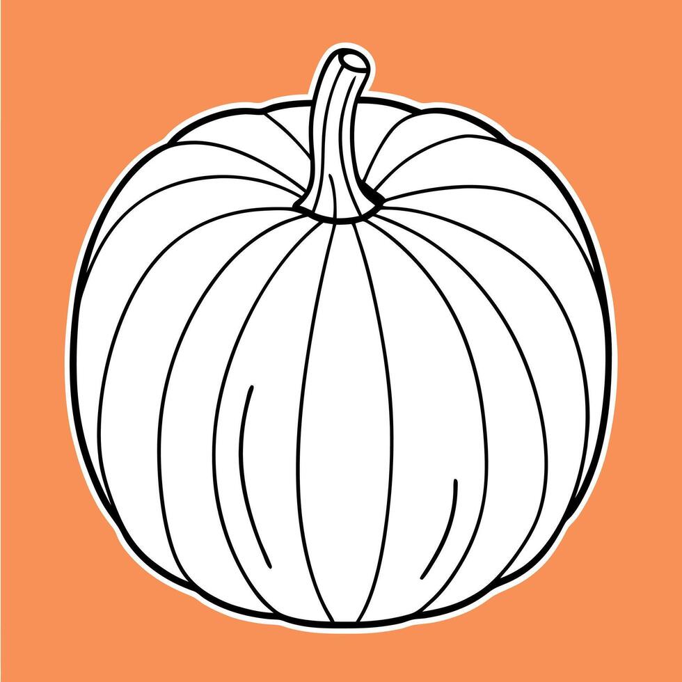 An golden pumpkin on pastel orange background. Copy space. vector