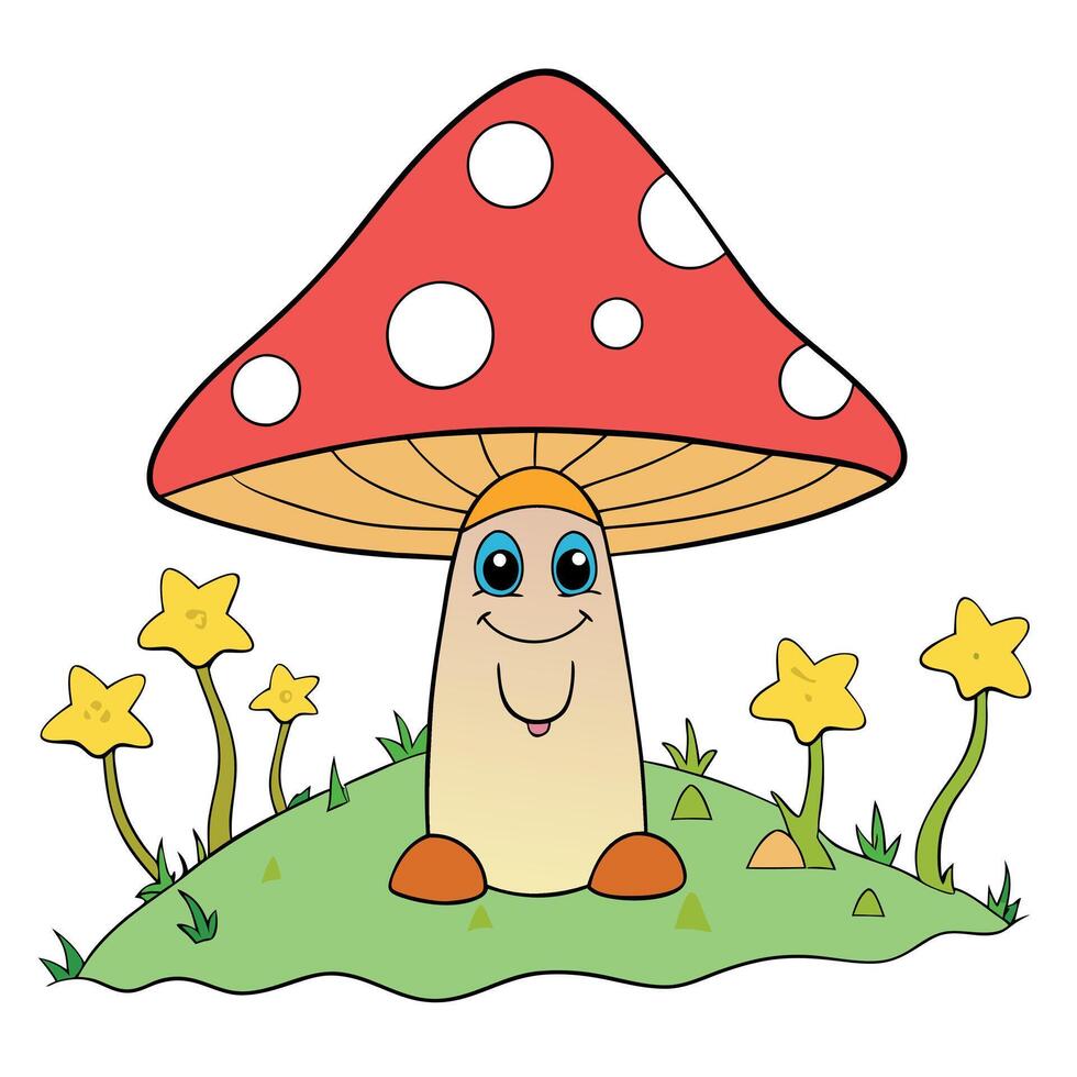 Magical Mushroom in fantasy enchanted fairy tale forest. . vector