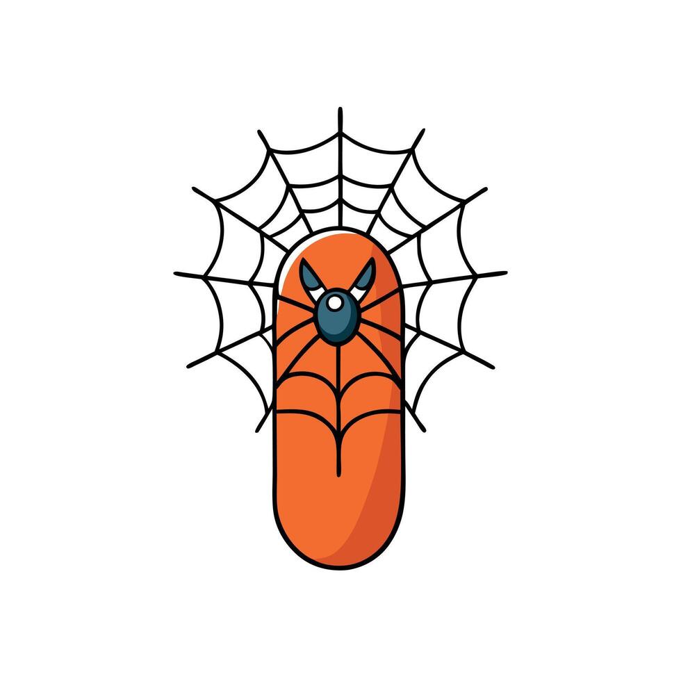 Halloween art fingernails spider web manicure design. vector