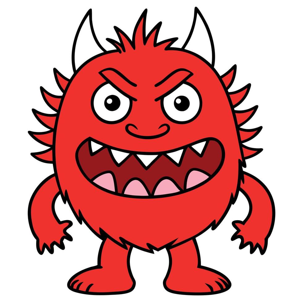 Red little angry monster on a white background vector