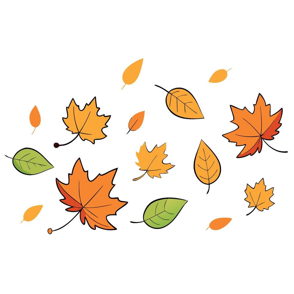 Autumn background with falling leaves isolated on white vector