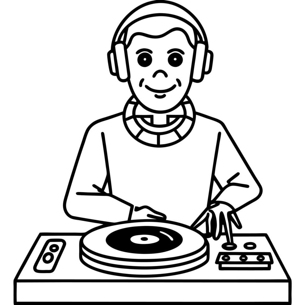 Dj turntable and vinyl record halloween DJ vector