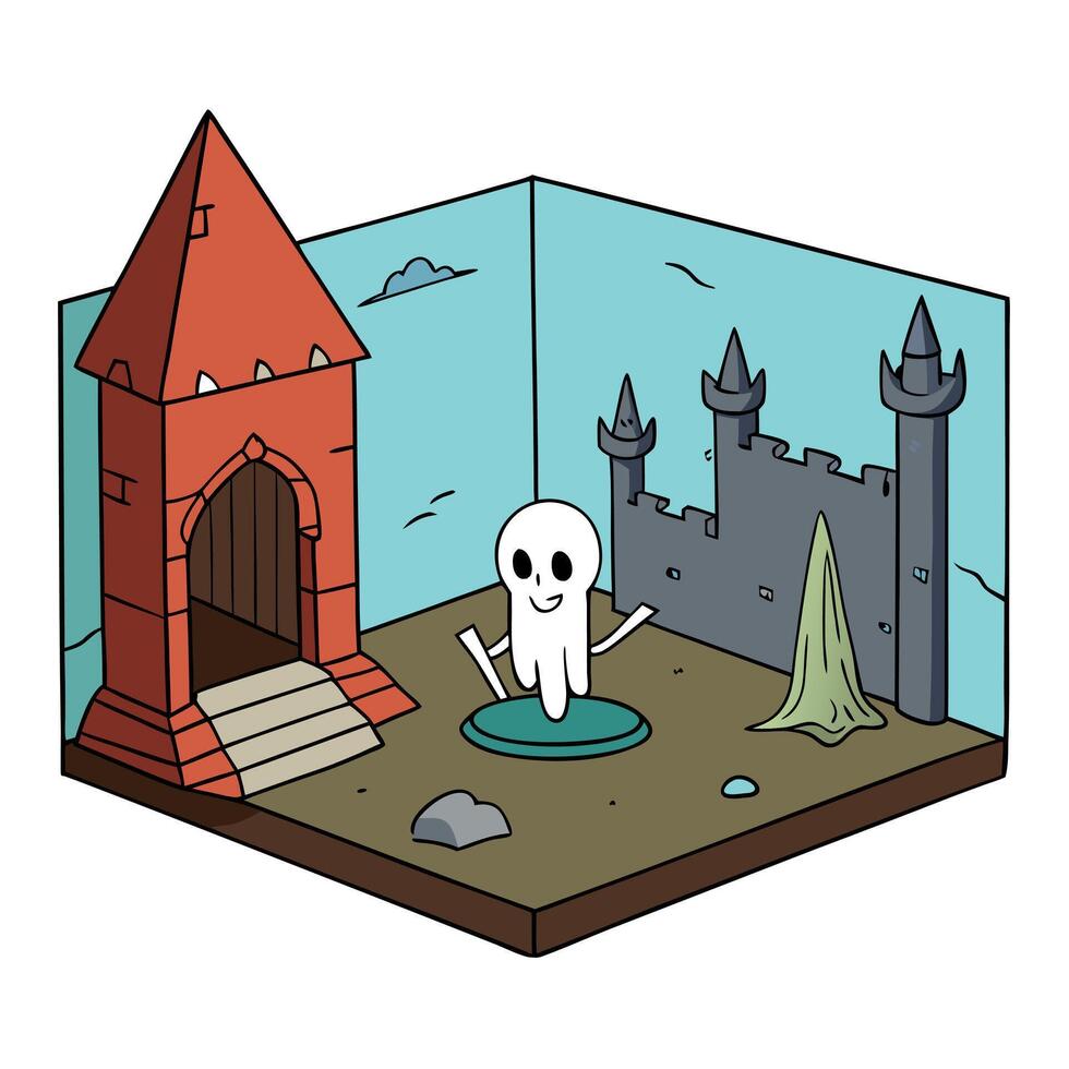 Fantasy on a corner in a Medieval Ghost Town vector