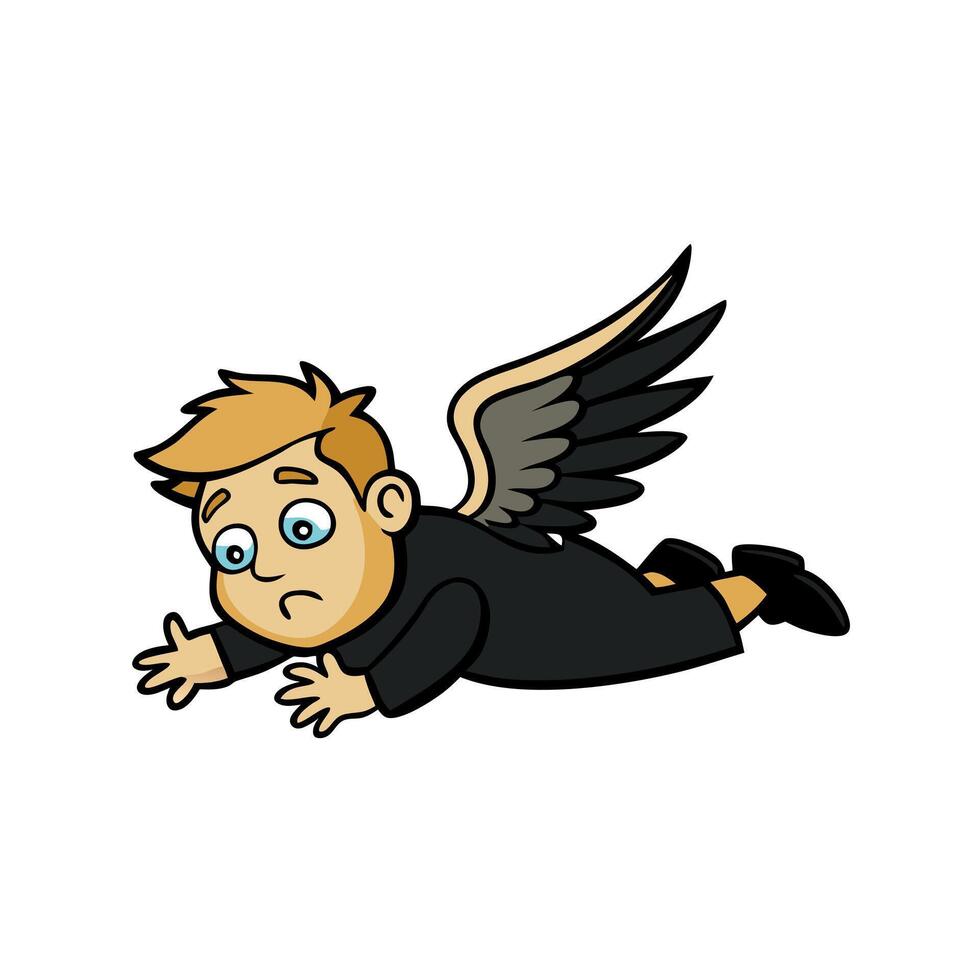 Fallen angel with dark wings on his back vector