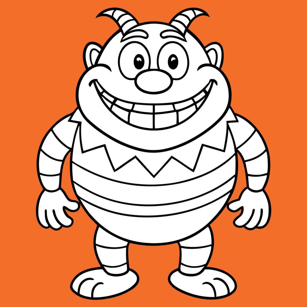 Funny monster cartoon caracter isolated on orange background vector