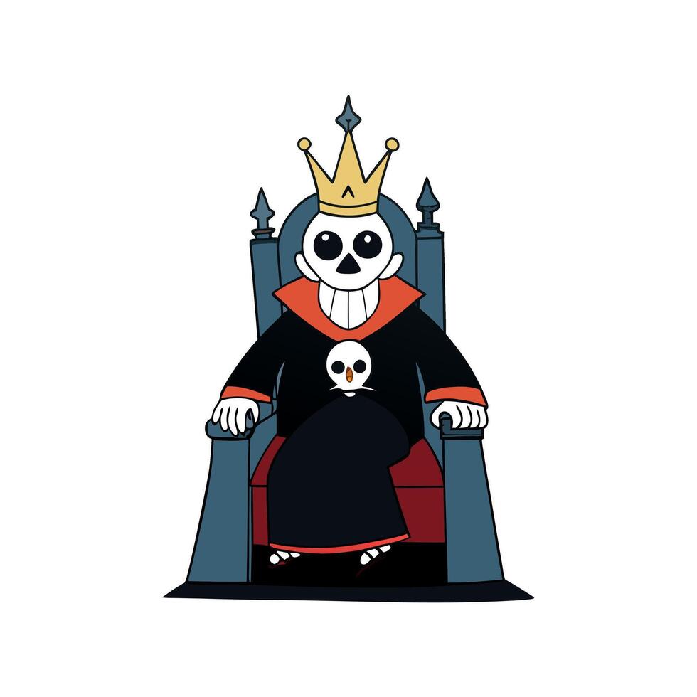 Mysterious Halloween King Sitting Darkly on His Unearthly Throne. A Gothic Fantasy Illustration. vector