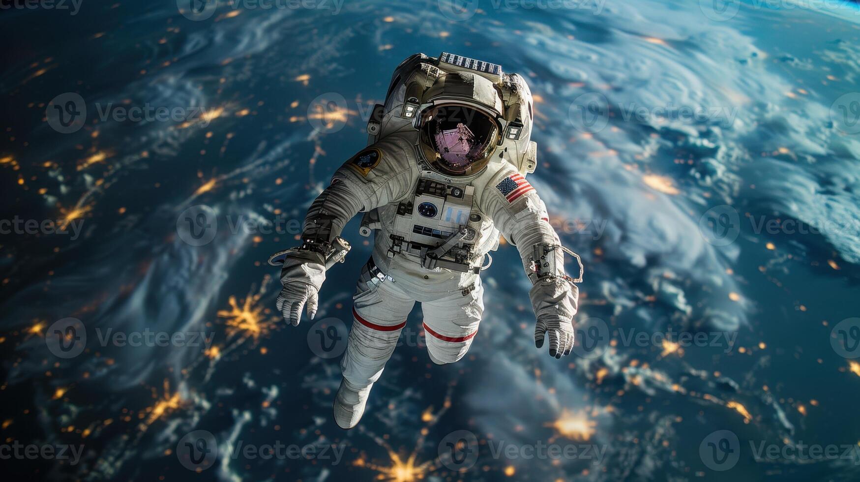 astronaut in outer space on the background of planet earth. Astronaut in a spacesuit in space photo