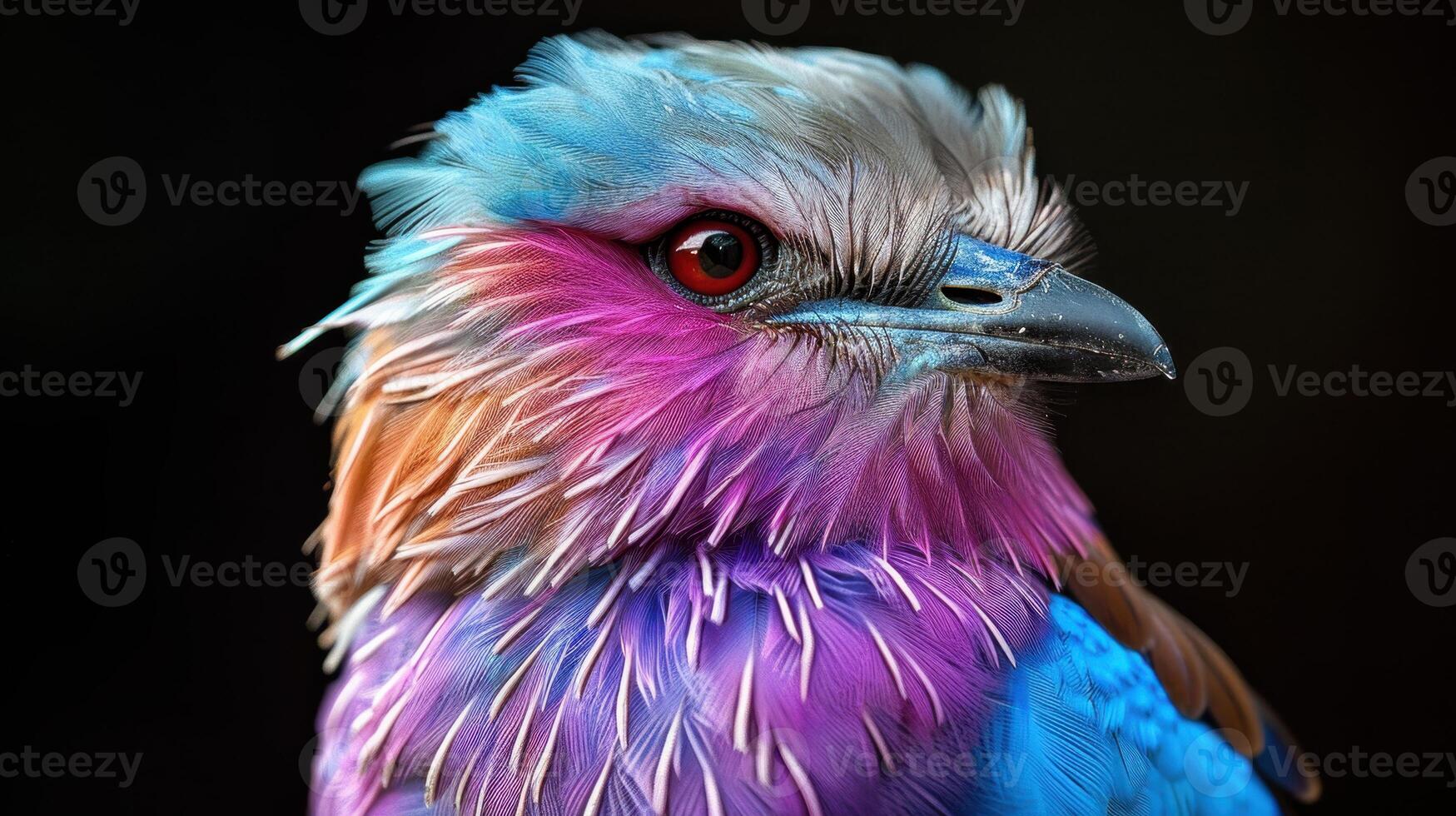 Bird Lilac roller on black background. Lilac Breasted Roller Perched on a Branch photo