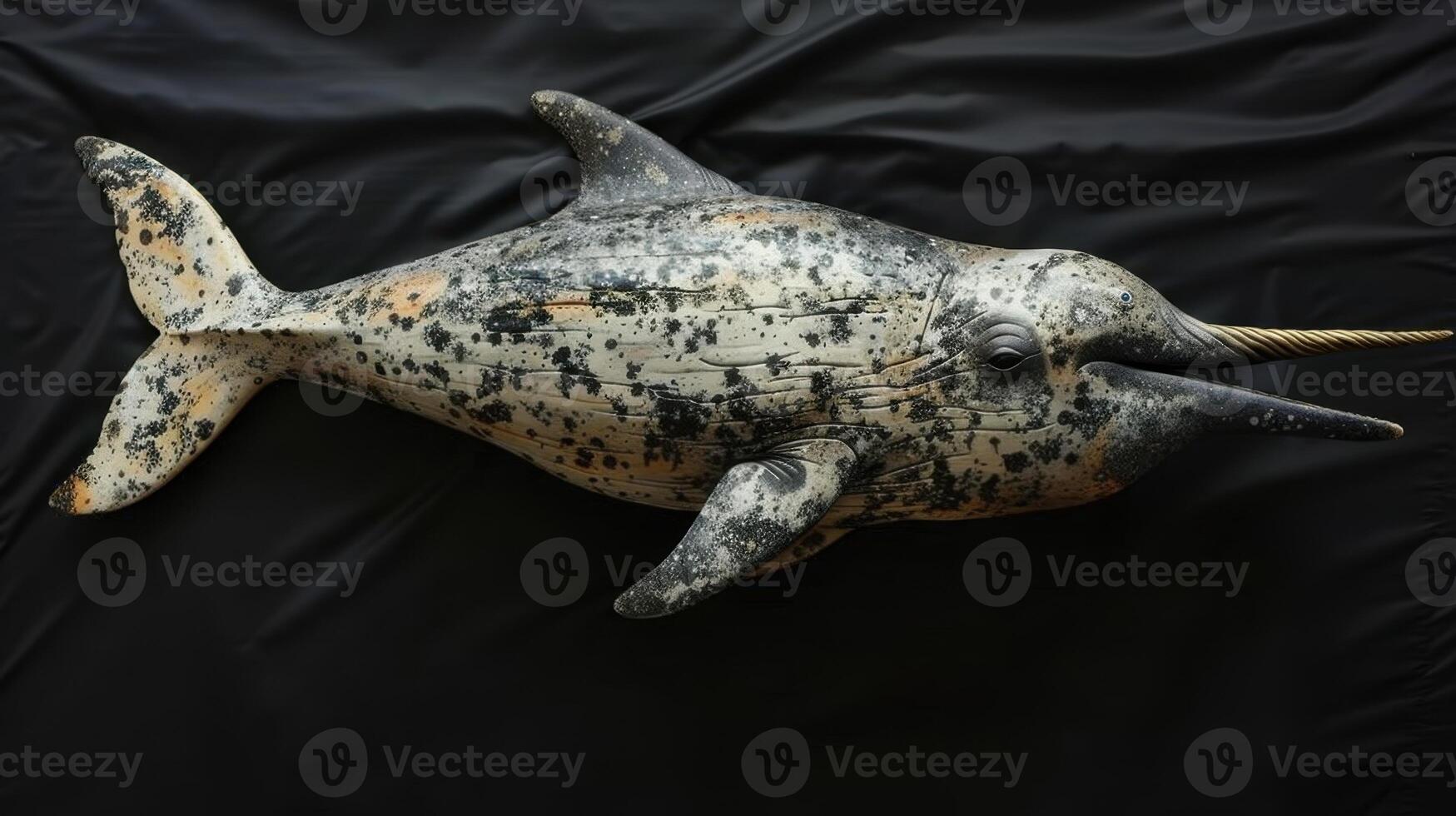 The mammal narwhal is in its aquatic element. Narwhal Inhabits the icy waters of the Arctic, narwhals are elusive photo