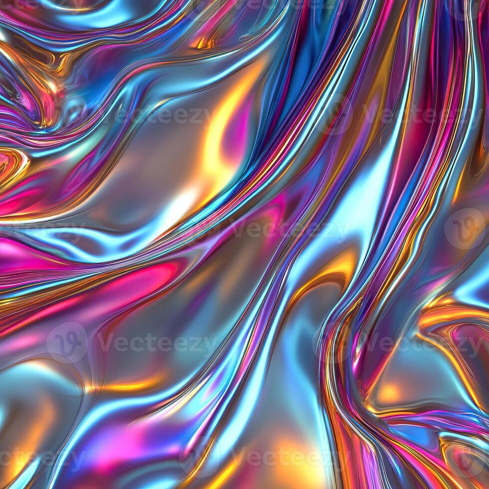 Colorful abstract wave pattern with smooth and shiny texture, perfect for backgrounds and designs. photo