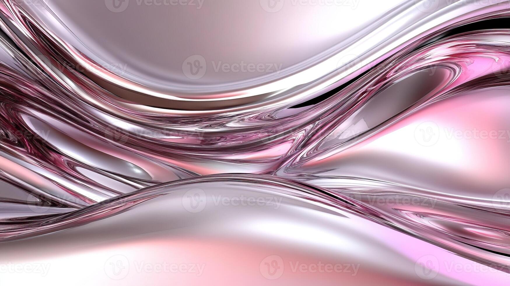 Abstract flowing waves in shades of pink and silver on a smooth surface. photo