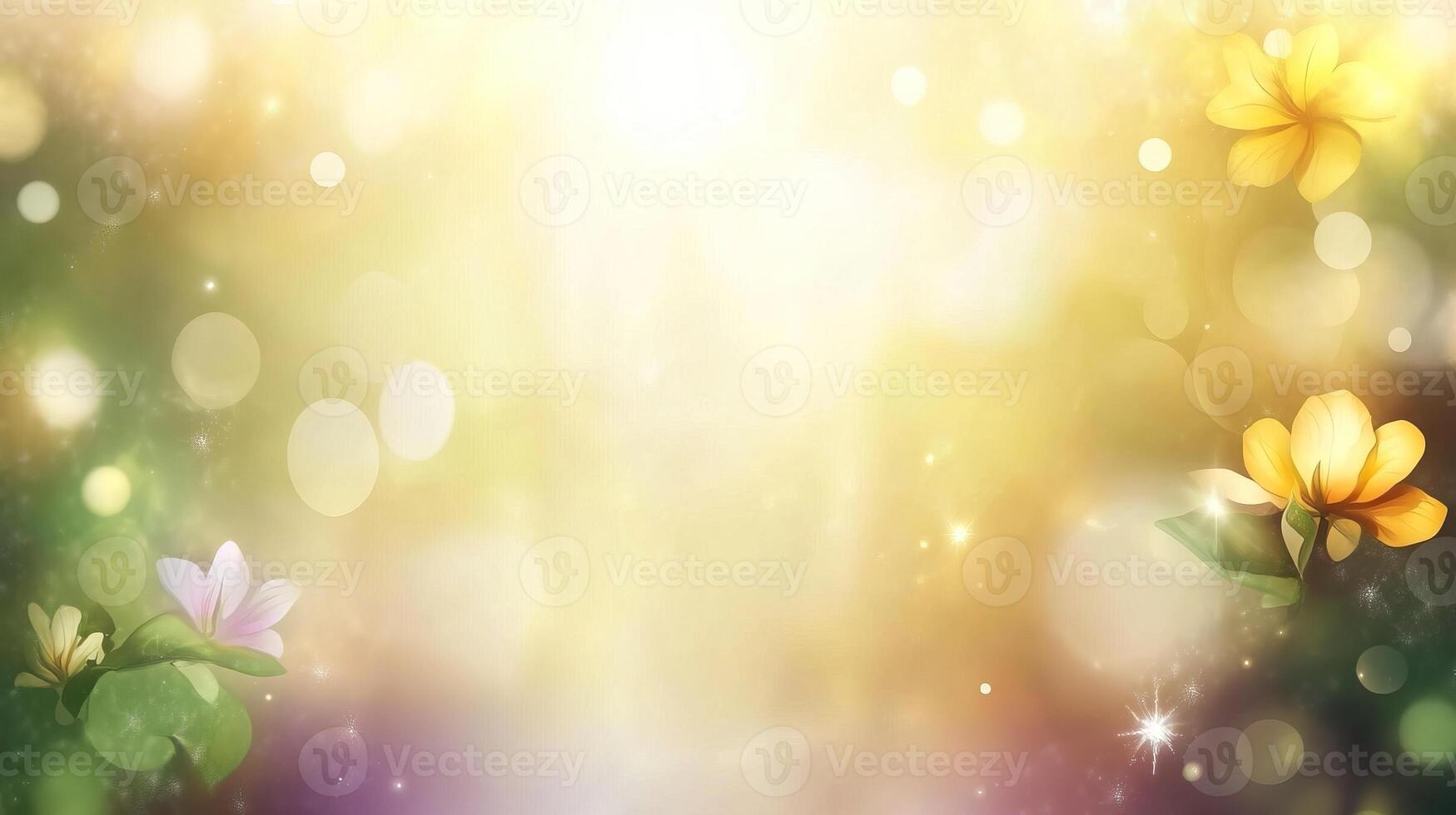 Colorful flowers with soft bokeh background, creating a dreamy atmosphere. photo
