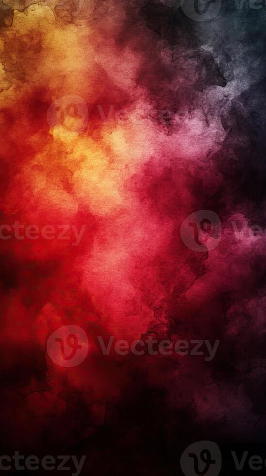 Vibrant abstract background with colorful smoke and fog in shades of red, orange, and black. photo