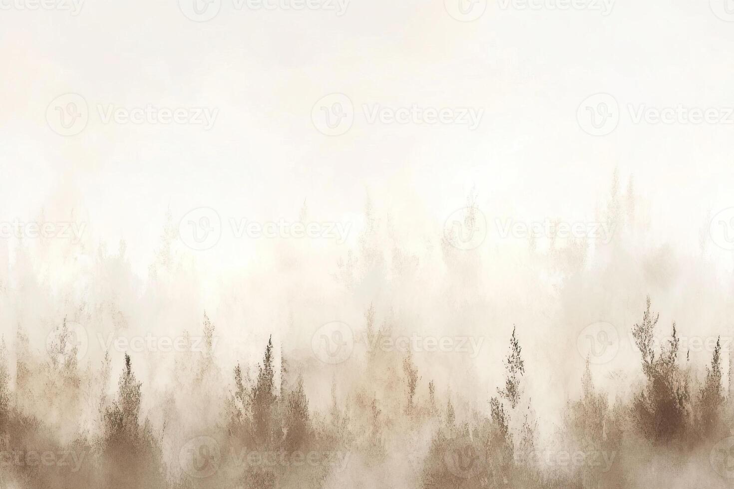 A soft misty landscape with muted colors and subtle silhouettes of trees in the background. photo