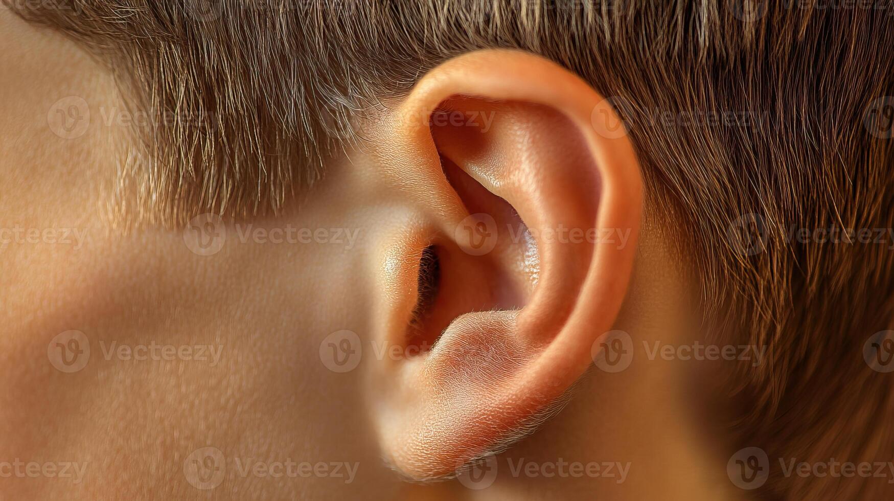 Close-up of a human ear showcasing its detailed structure. photo