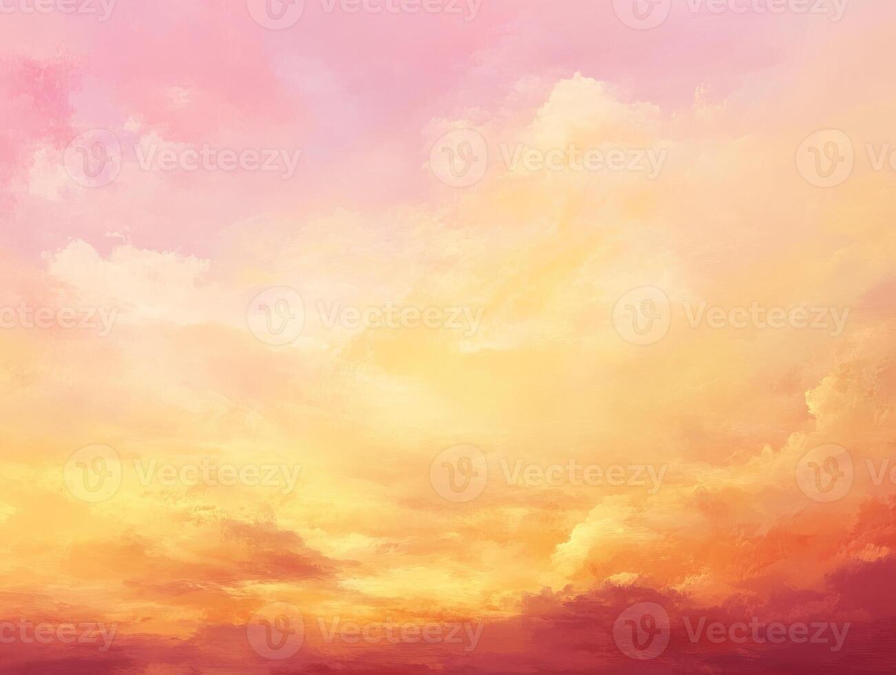 Vibrant sunset sky with warm hues of orange, pink, and yellow blending softly, creating a tranquil atmosphere. photo