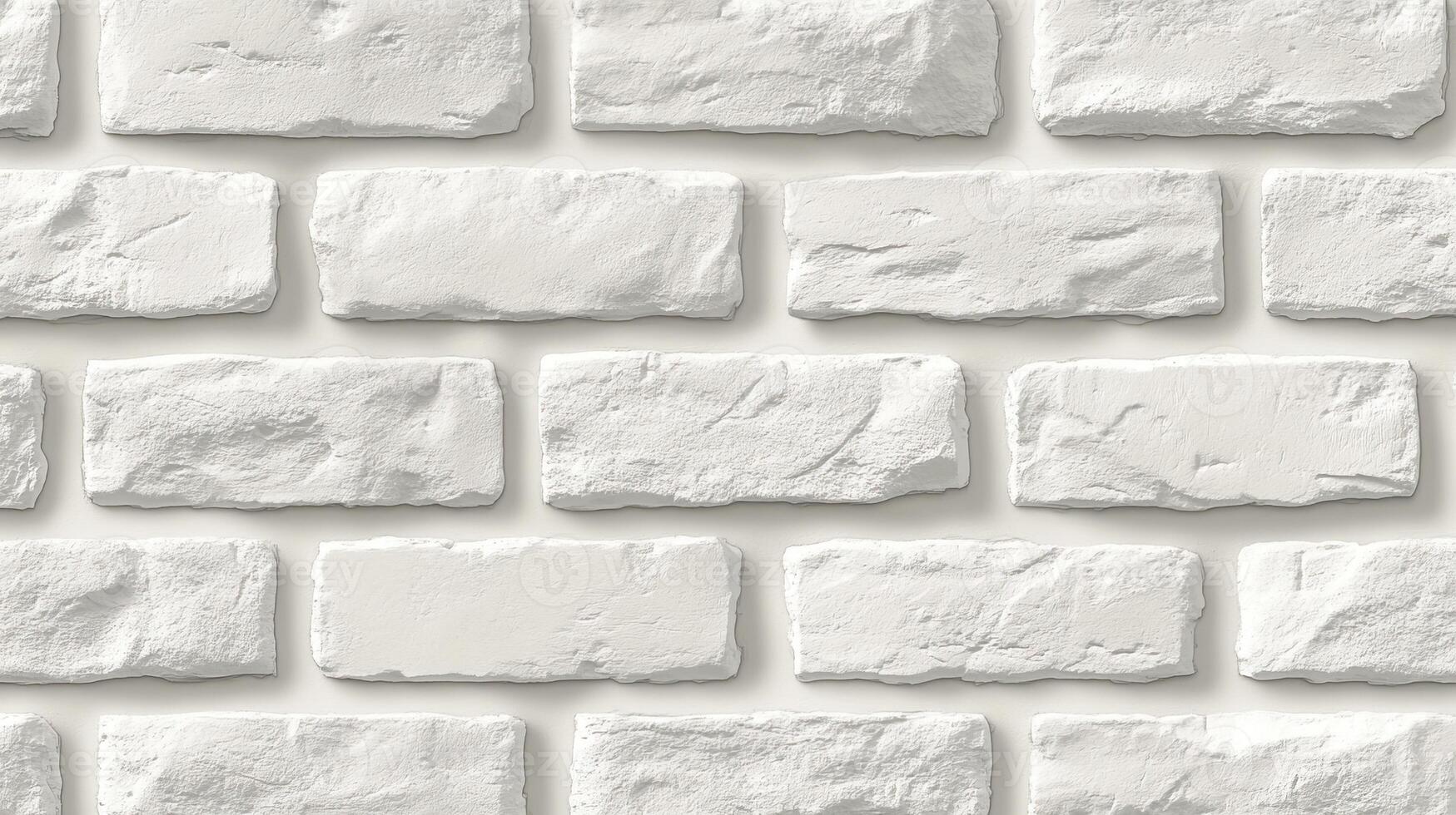 Textured white brick wall with a smooth finish, ideal for backgrounds and design projects. photo