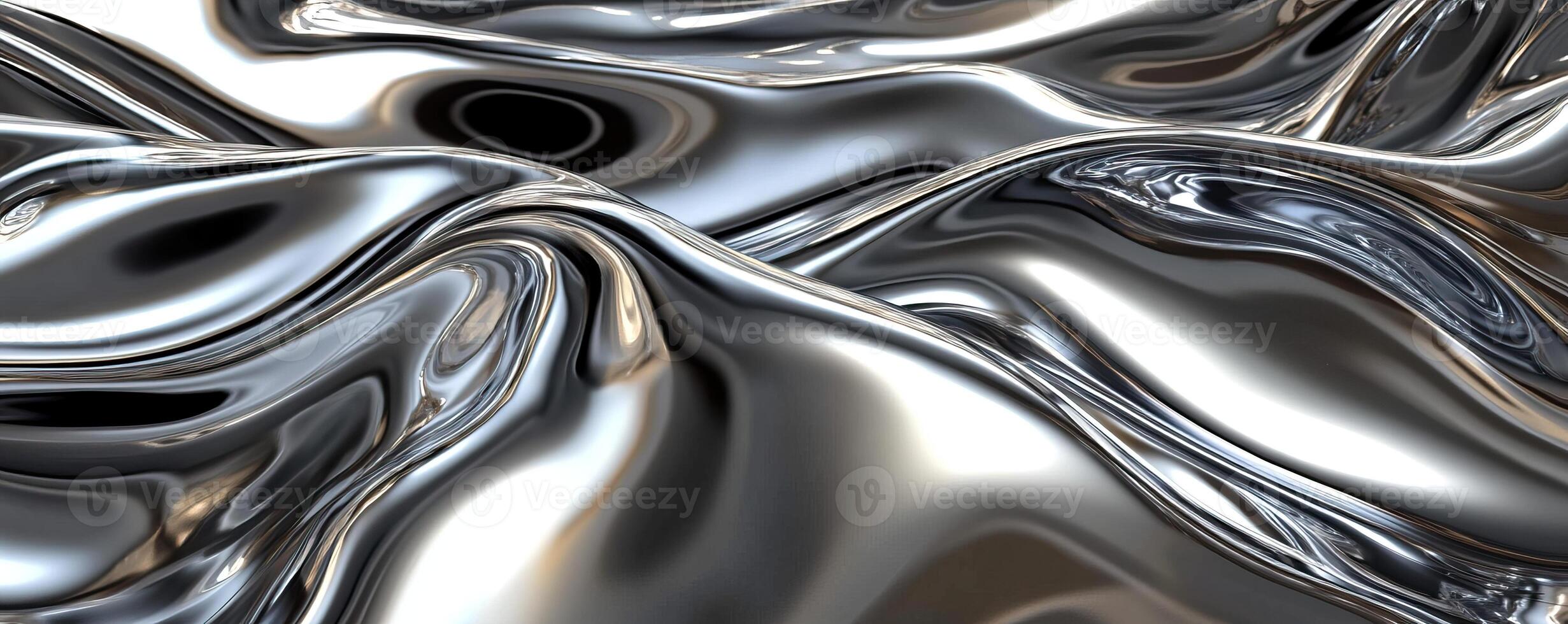Elegant silver liquid metal texture - Luxurious molten chrome background with smooth reflective surface, perfect for premium design projects like luxury branding, wedding invitations, product mockups photo