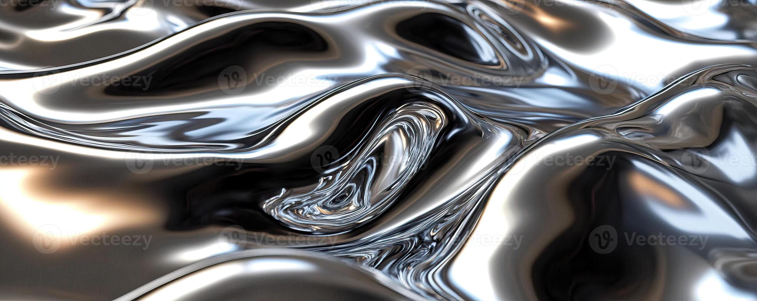 Elegant silver liquid metal texture - Luxurious molten chrome background with smooth reflective surface, perfect for premium design projects like luxury branding, wedding invitations, product mockups photo