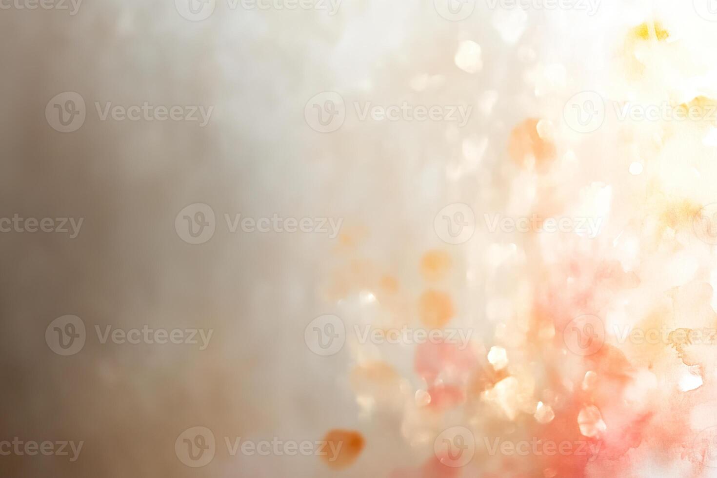 Soft peach and ivory watercolor background with golden bokeh photo