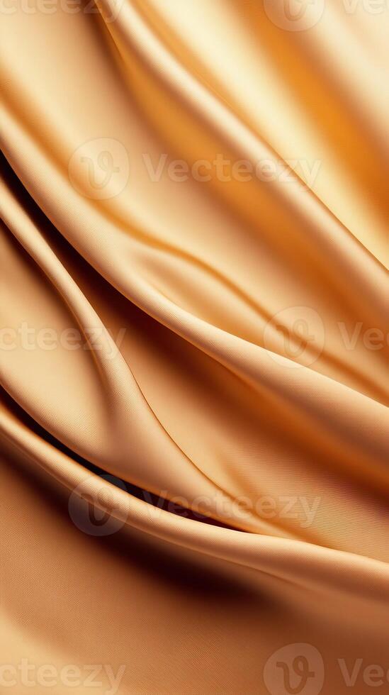 Elegant golden silk fabric draped in soft waves, perfect for backgrounds and design elements. photo