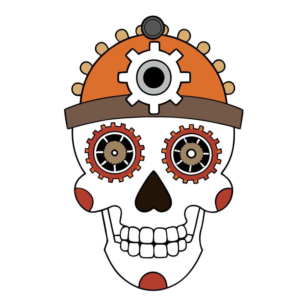 Day of the dead steampunk skull unique digital art fantasy cogs skeleton pirate vector