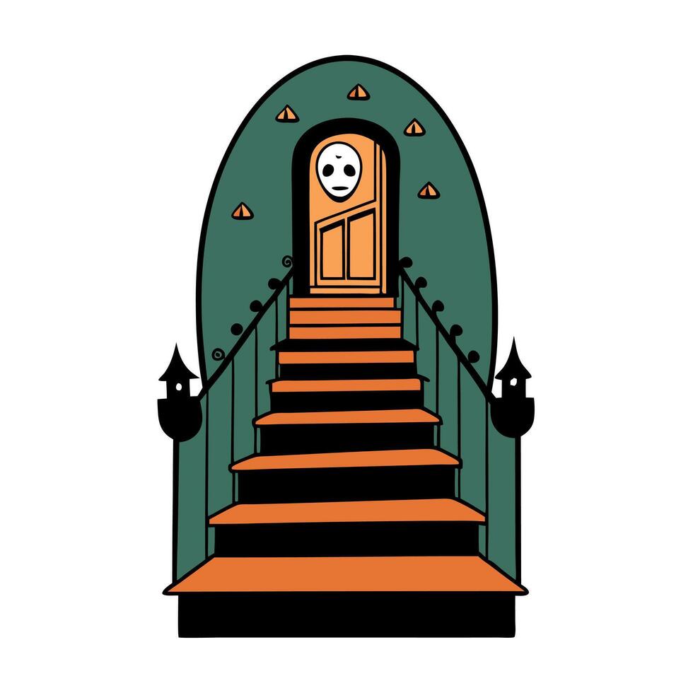Staircase in the hunted mansion. Horror story concept. . vector