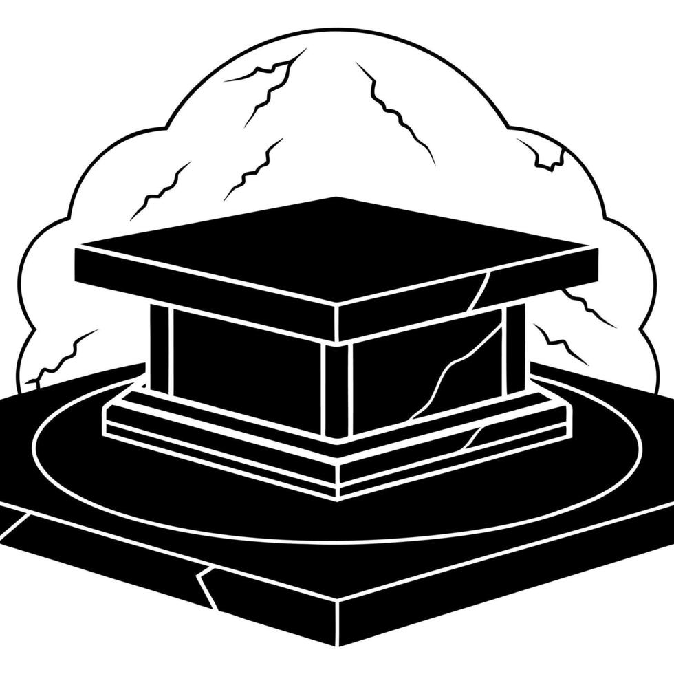 Empty black marble table podium with black stone floor in dark room with smoke. High quality photo vector