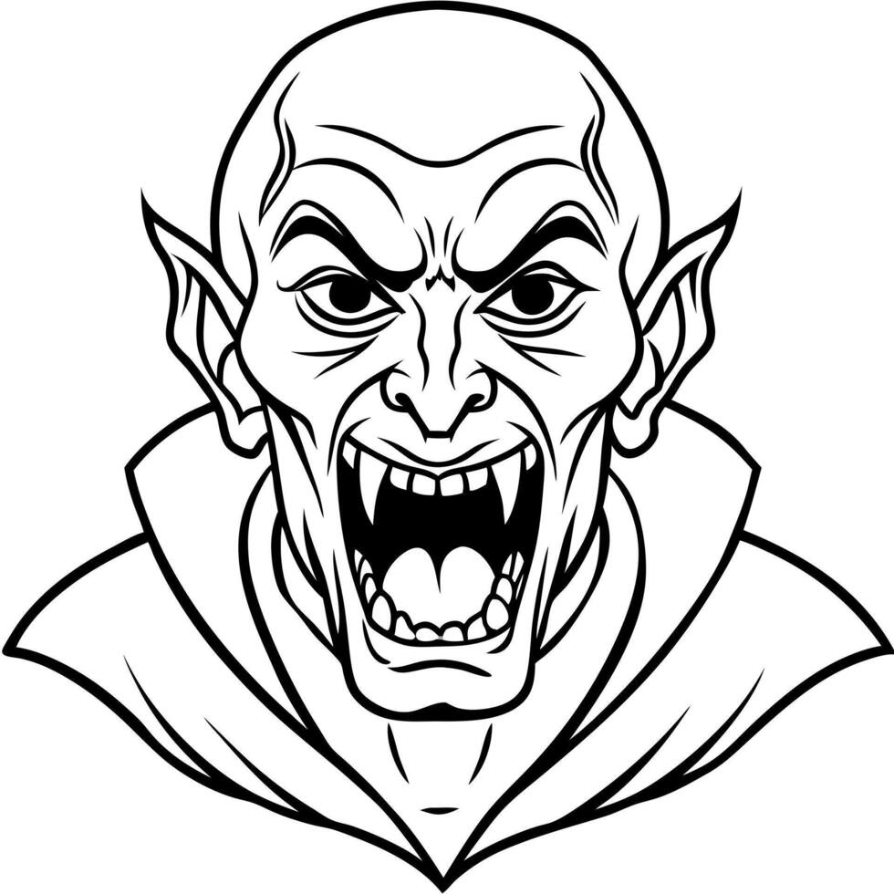 Horror monster and vampire or zombie fangs teeth silhouette illustration vector