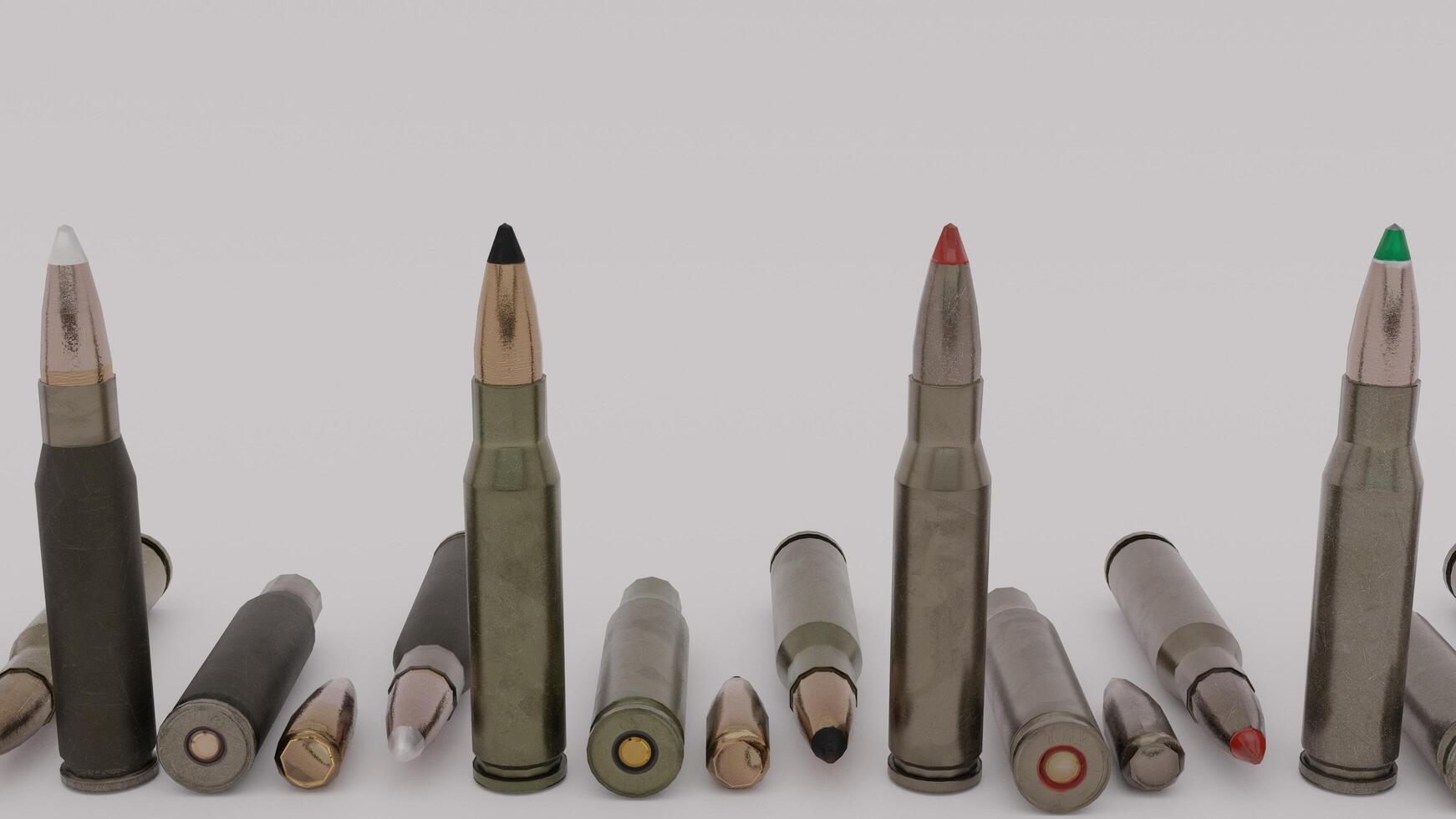 ammo cartridges pack with different sizes. photo