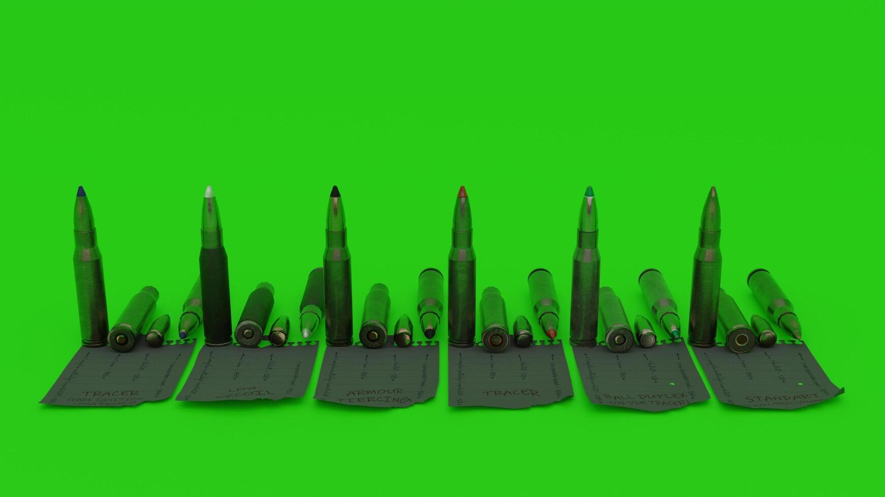 ammo cartridges pack with different sizes. photo