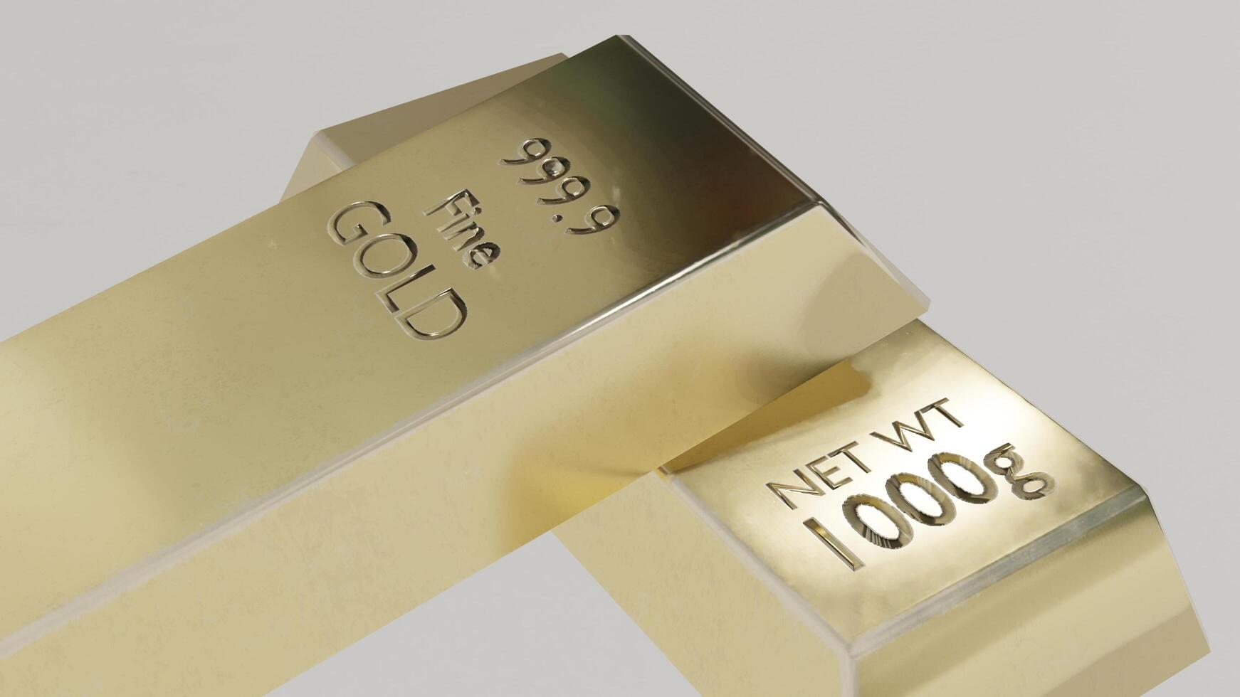 Gold Brick with white background 4k photos. photo