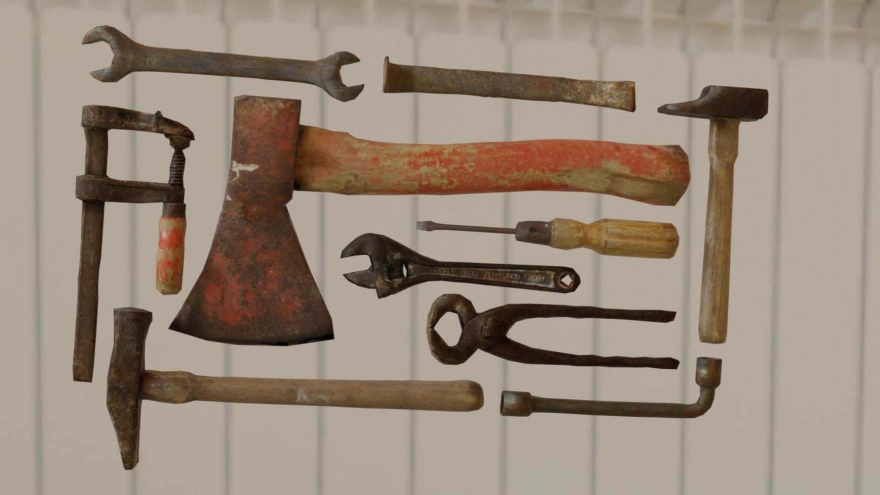 Old Carpenter Tools with white background photo