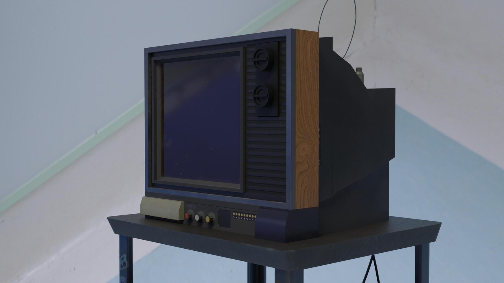 old wooden tv with white background photo