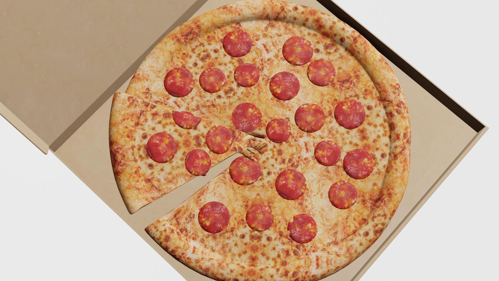 Pizza and Pizza Box with white background photo