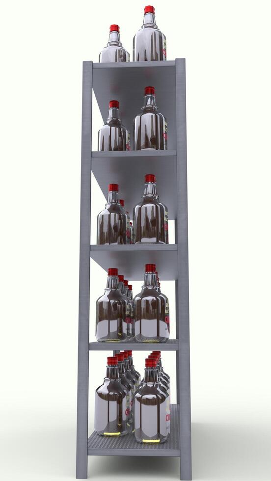 Apple wine in glass jar on cabinet photo