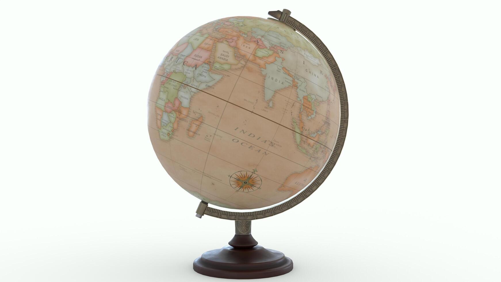 Antique Globe Map with white background photo
