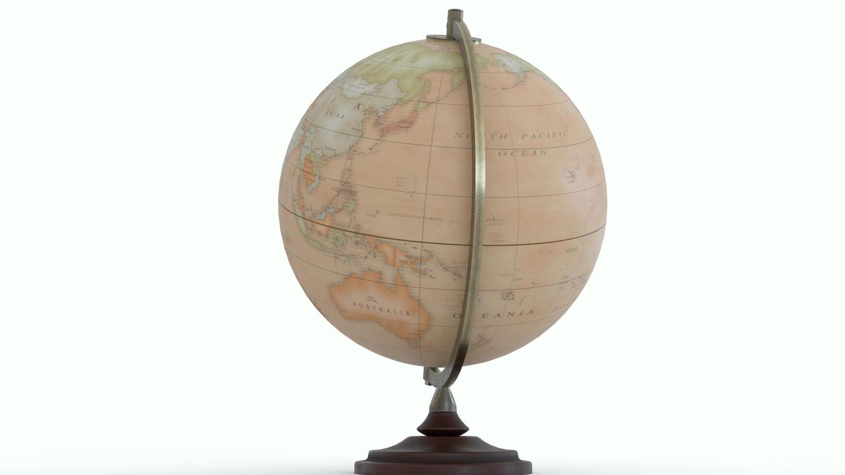 Antique Globe Map with white background photo