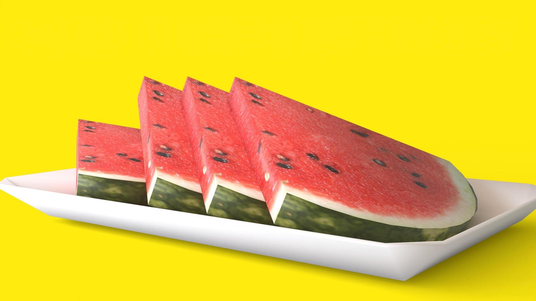 chopped pieces of watermelon photo