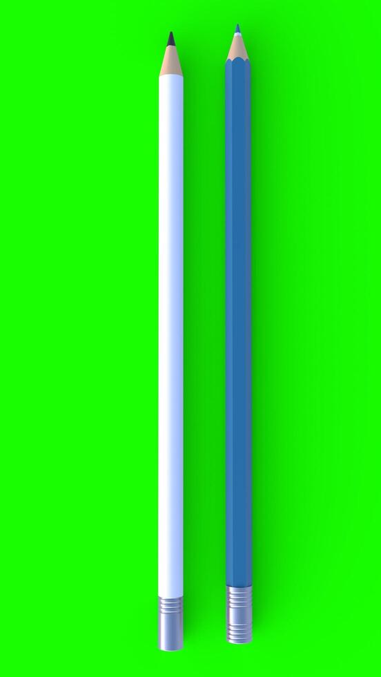 two different kinds of pencils with green background photo
