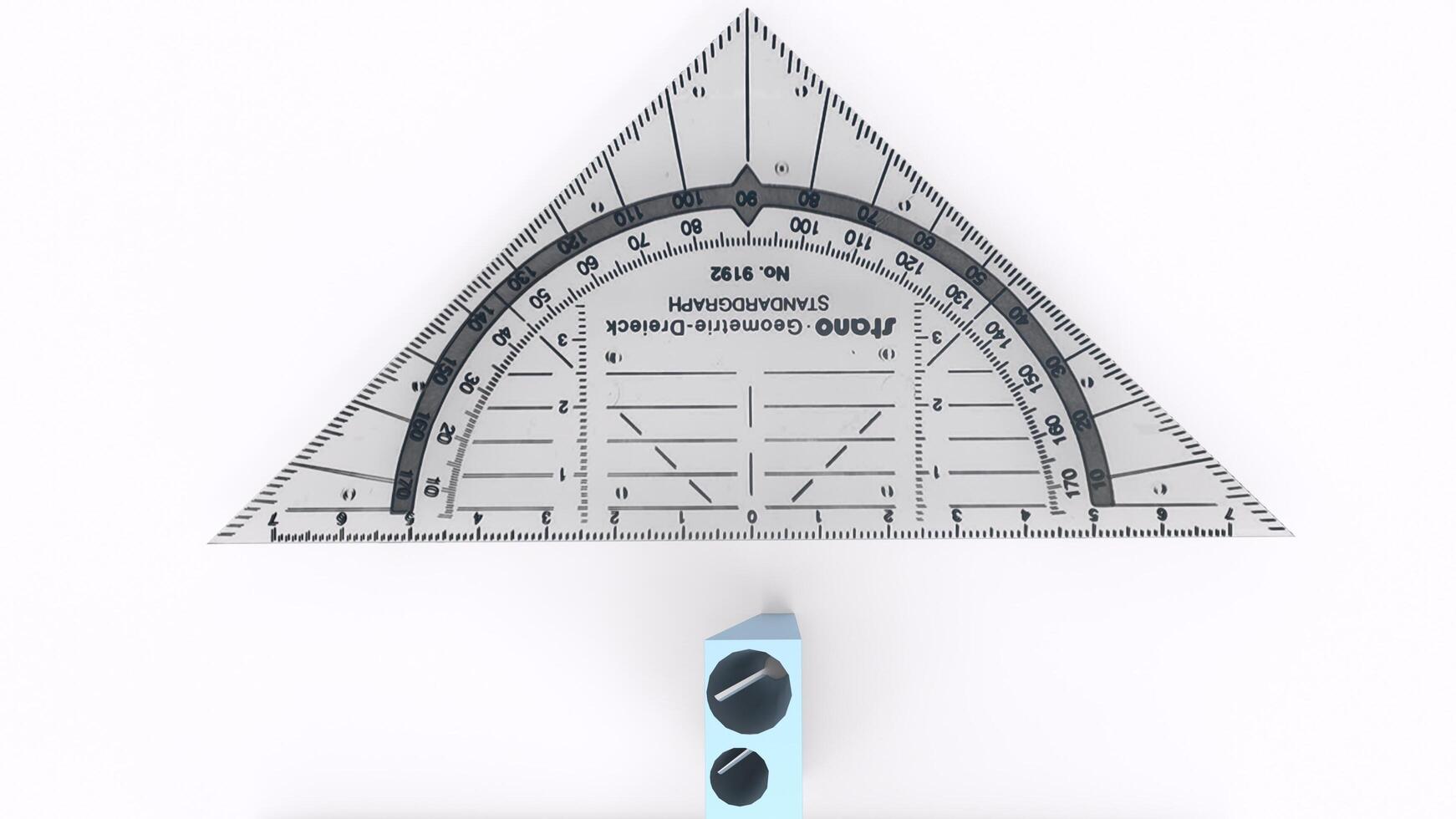 Triangular Protractor with white background photo