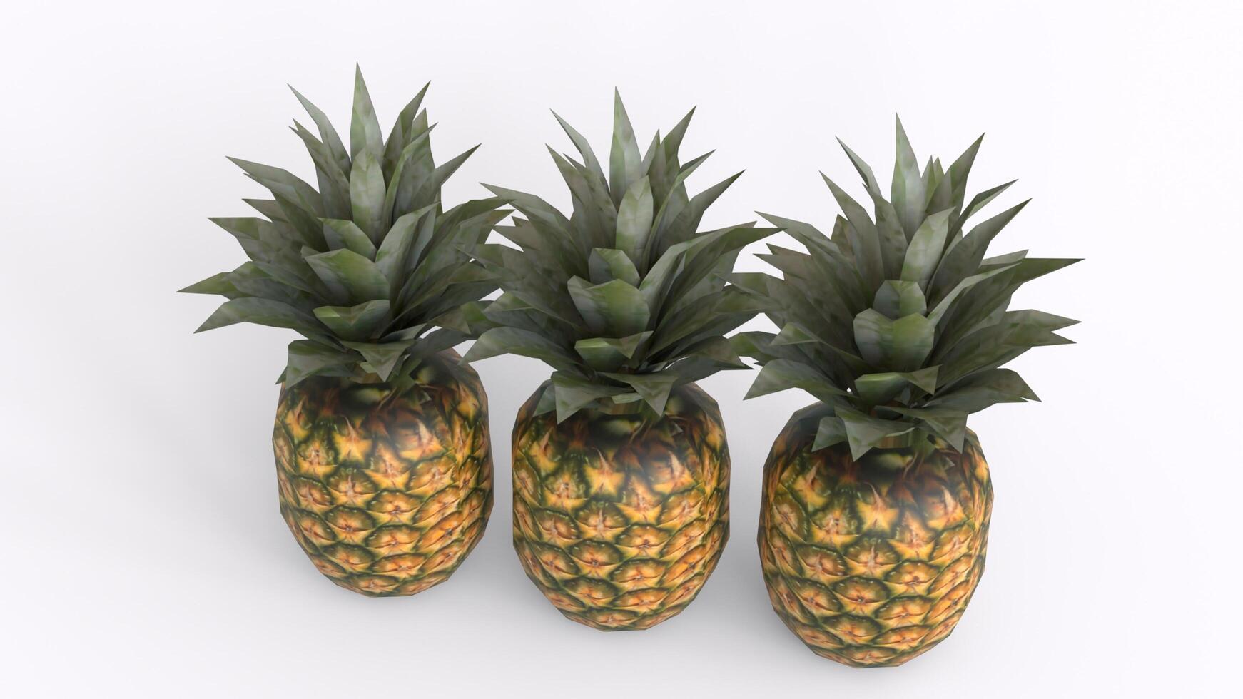 three pineapple with white background photo