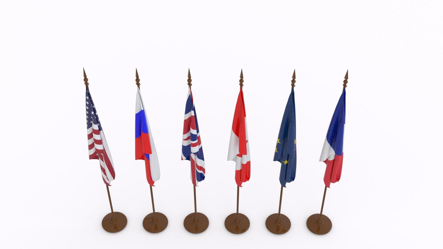 Six country flag with different angle view photo