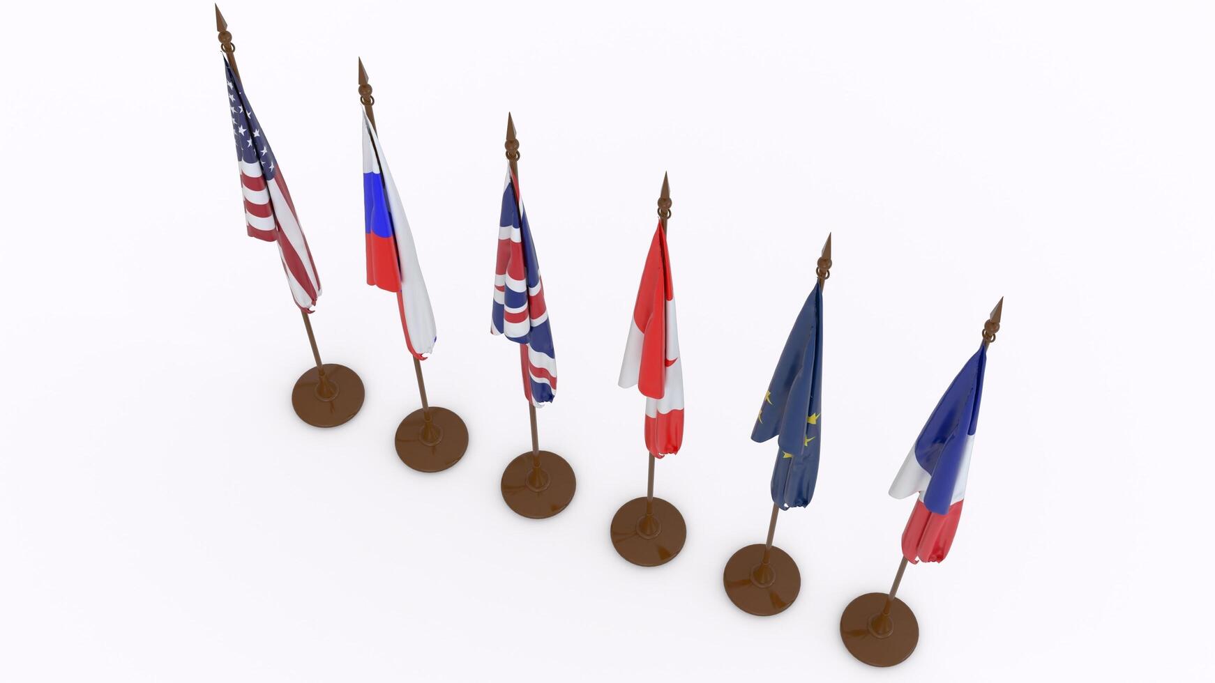 Six country flag with different angle view photo