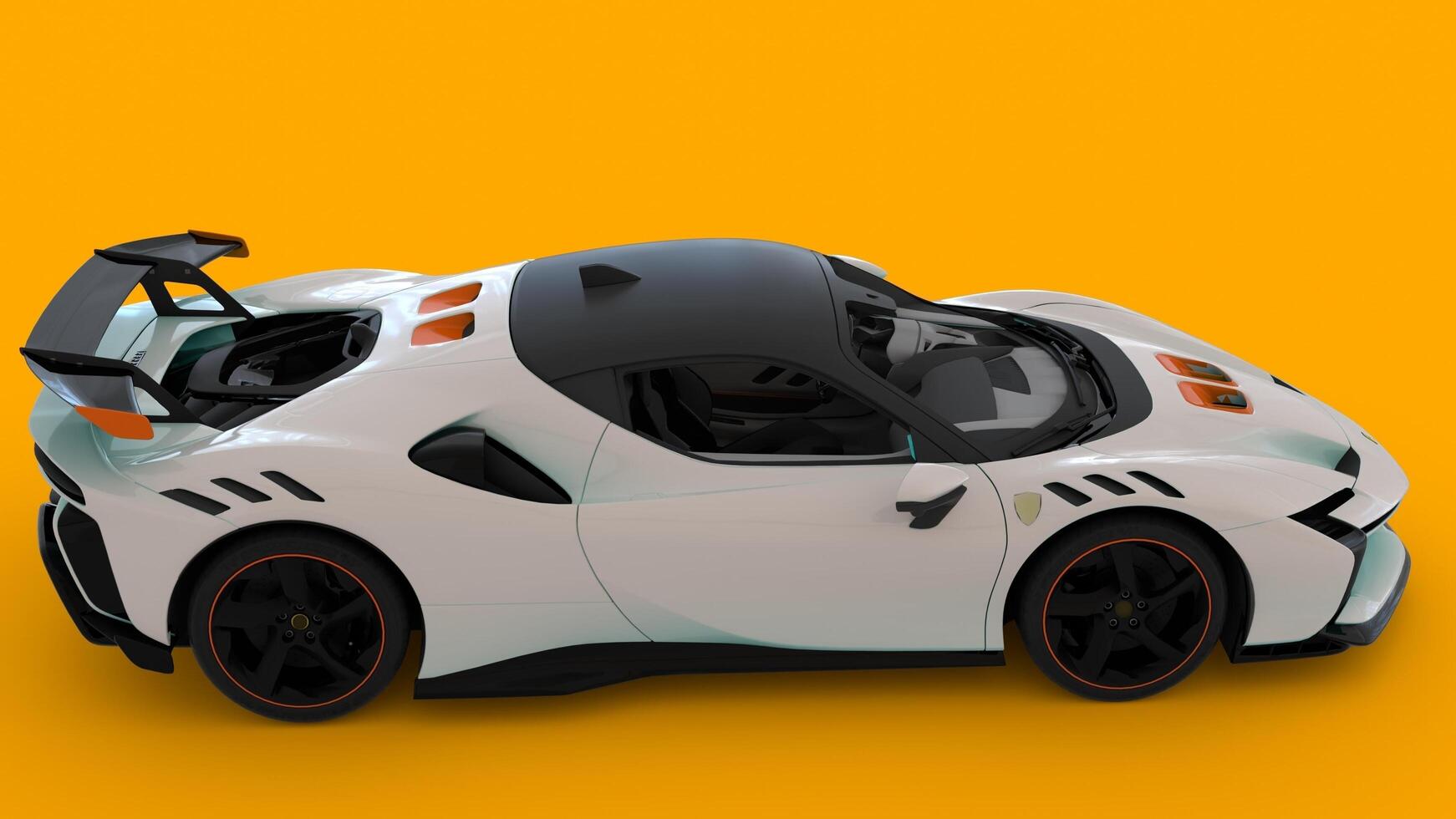 Black and white Luxury car with yellow background photo